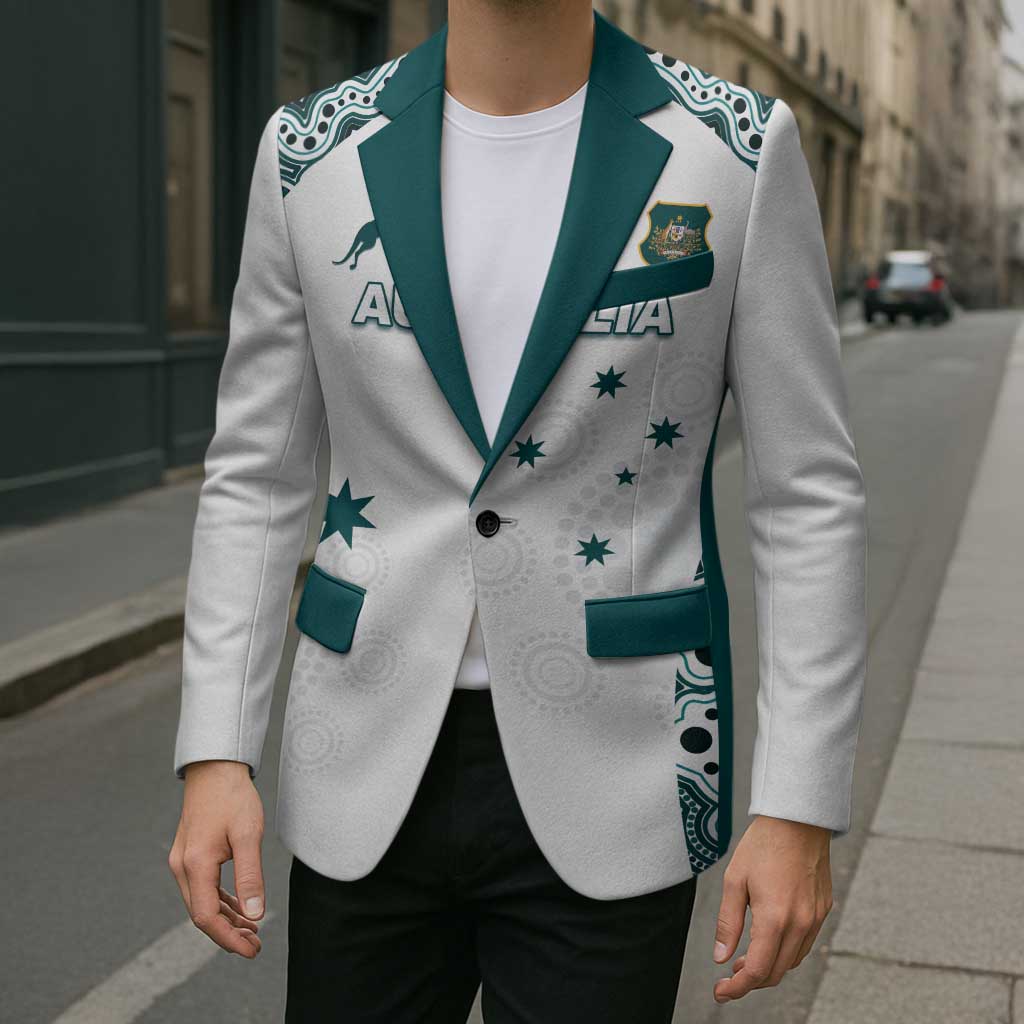Custom Australia Rugby 2026 Blazer Go Wallabies Aboriginal Pattern White Version - Aussie Hoodie