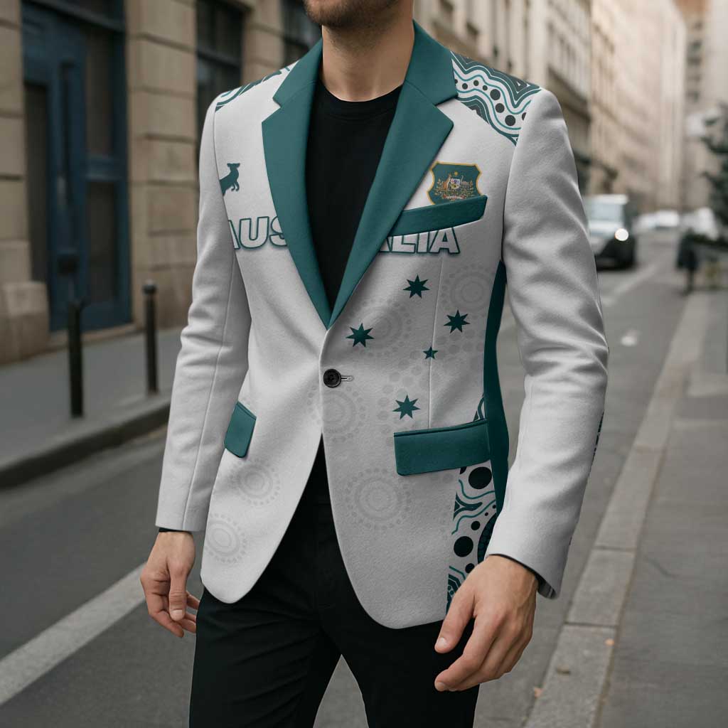 Custom Australia Rugby 2026 Blazer Go Wallabies Aboriginal Pattern White Version - Aussie Hoodie