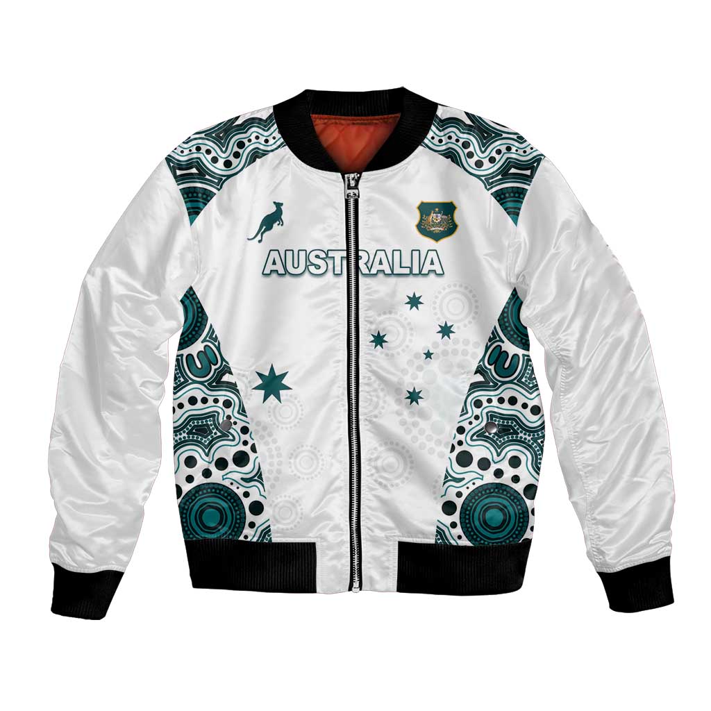Custom Australia Rugby 2026 Bomber Jacket Go Wallabies Aboriginal Pattern White Version - Aussie Hoodie