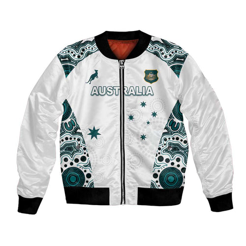 Custom Australia Rugby 2026 Bomber Jacket Go Wallabies Aboriginal Pattern White Version - Aussie Hoodie