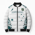 Custom Australia Rugby 2026 Bomber Puffer Jacket Go Wallabies Aboriginal Pattern White Version - Aussie Hoodie