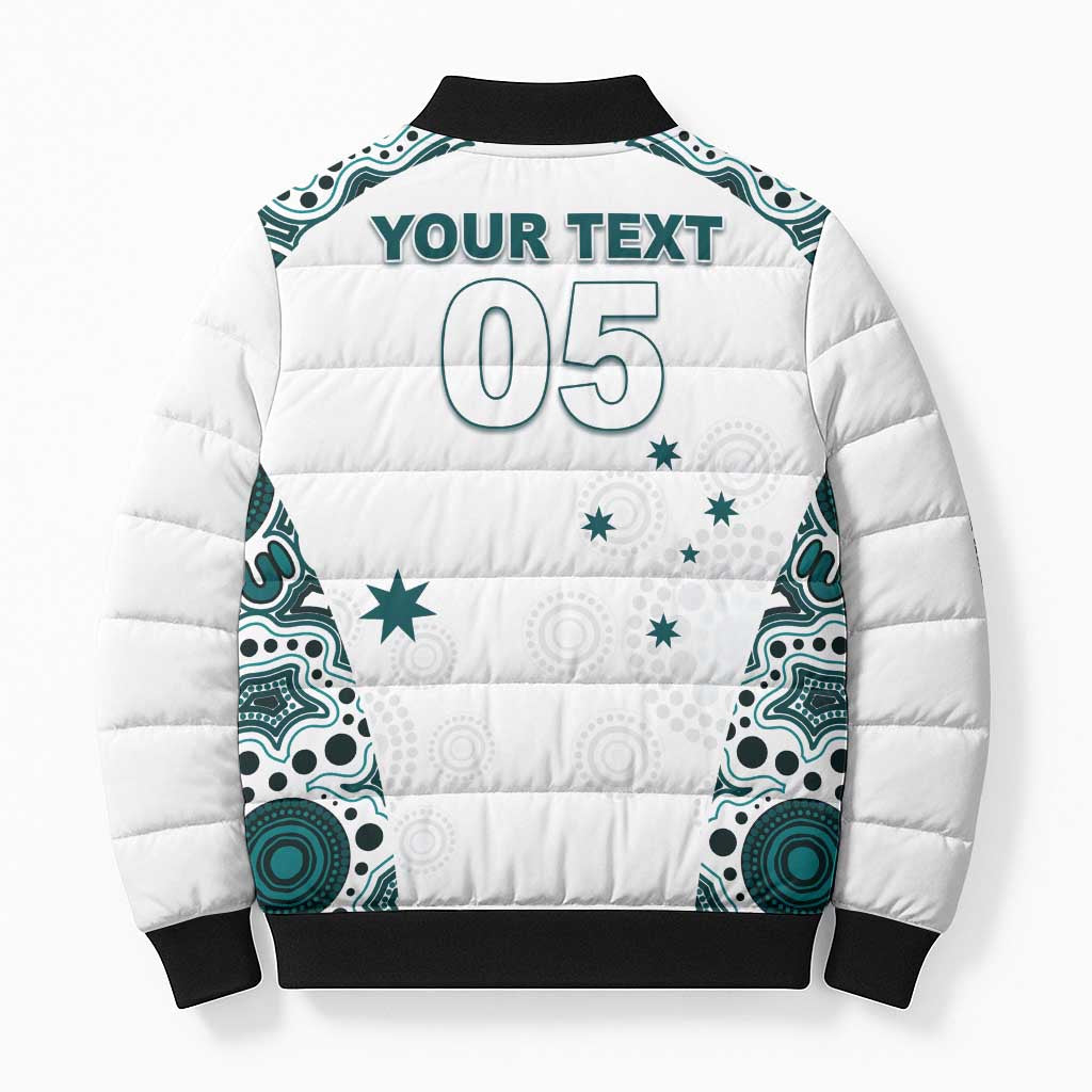 Custom Australia Rugby 2026 Bomber Puffer Jacket Go Wallabies Aboriginal Pattern White Version - Aussie Hoodie