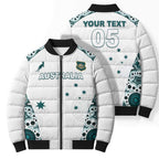 Custom Australia Rugby 2026 Bomber Puffer Jacket Go Wallabies Aboriginal Pattern White Version - Aussie Hoodie