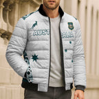 Custom Australia Rugby 2026 Bomber Puffer Jacket Go Wallabies Aboriginal Pattern White Version - Aussie Hoodie