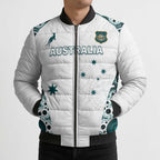 Custom Australia Rugby 2026 Bomber Puffer Jacket Go Wallabies Aboriginal Pattern White Version - Aussie Hoodie