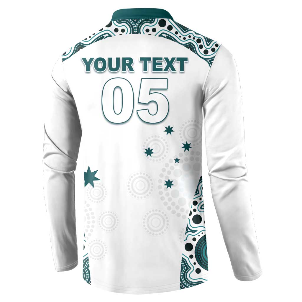 Custom Australia Rugby 2026 Button Sweatshirt Go Wallabies Aboriginal Pattern White Version - Aussie Hoodie