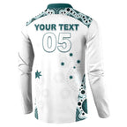Custom Australia Rugby 2026 Button Sweatshirt Go Wallabies Aboriginal Pattern White Version - Aussie Hoodie