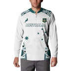 Custom Australia Rugby 2026 Button Sweatshirt Go Wallabies Aboriginal Pattern White Version - Aussie Hoodie