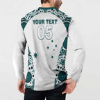 Custom Australia Rugby 2026 Button Sweatshirt Go Wallabies Aboriginal Pattern White Version - Aussie Hoodie