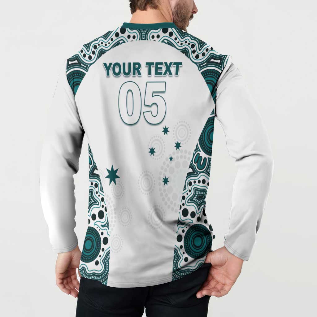 Custom Australia Rugby 2026 Button Sweatshirt Go Wallabies Aboriginal Pattern White Version - Aussie Hoodie