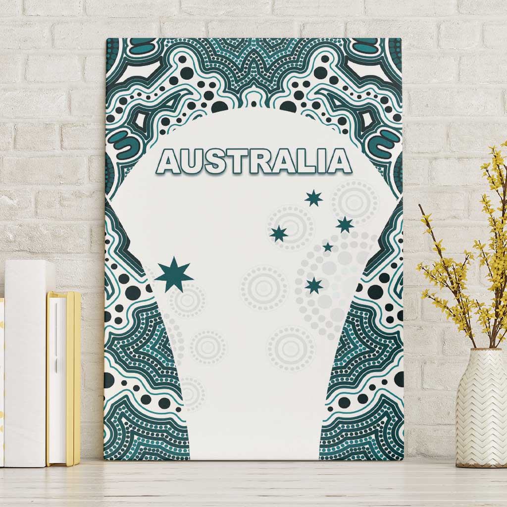 Australia Rugby 2026 Canvas Wall Art Go Wallabies Aboriginal Pattern White Version - Aussie Hoodie