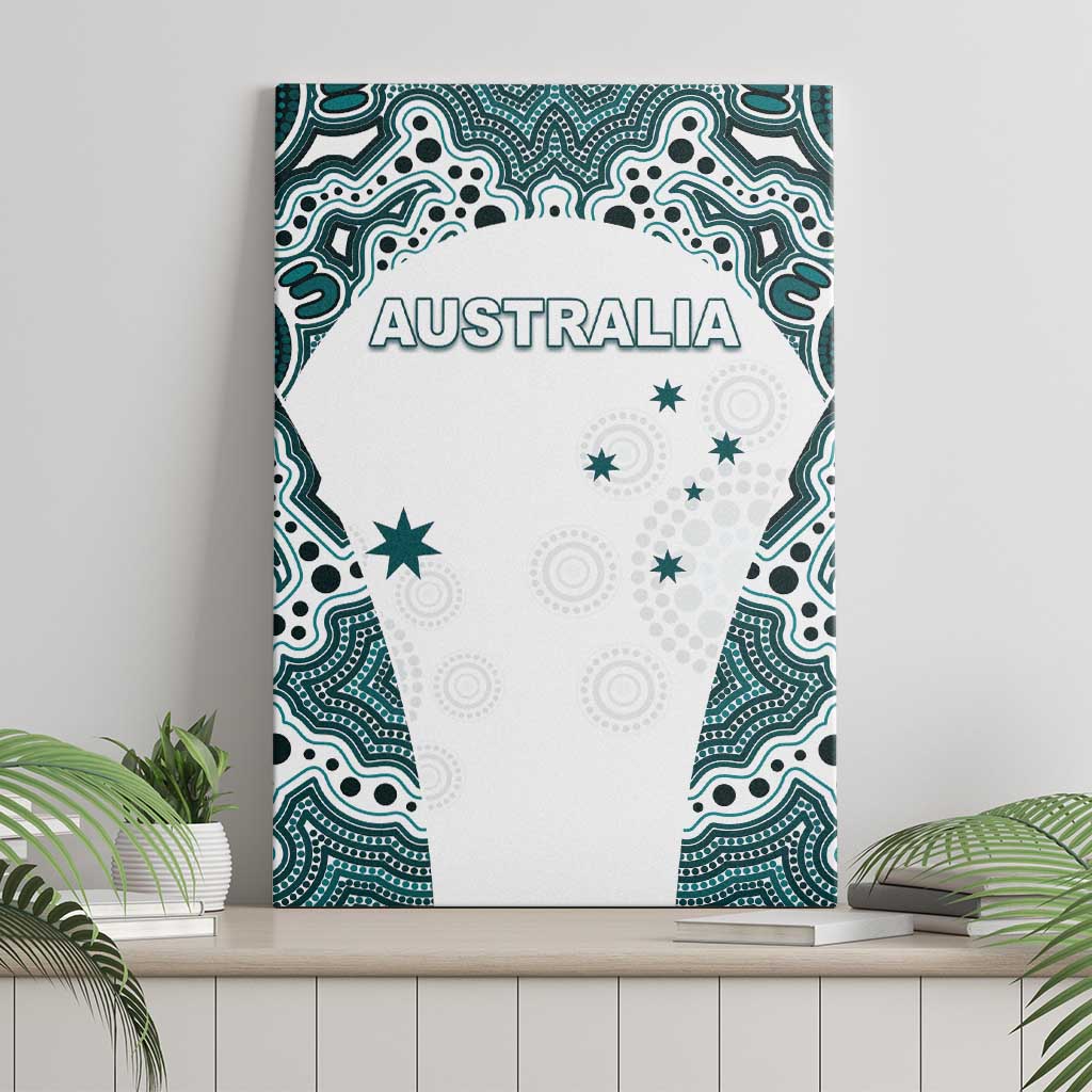 Australia Rugby 2026 Canvas Wall Art Go Wallabies Aboriginal Pattern White Version - Aussie Hoodie