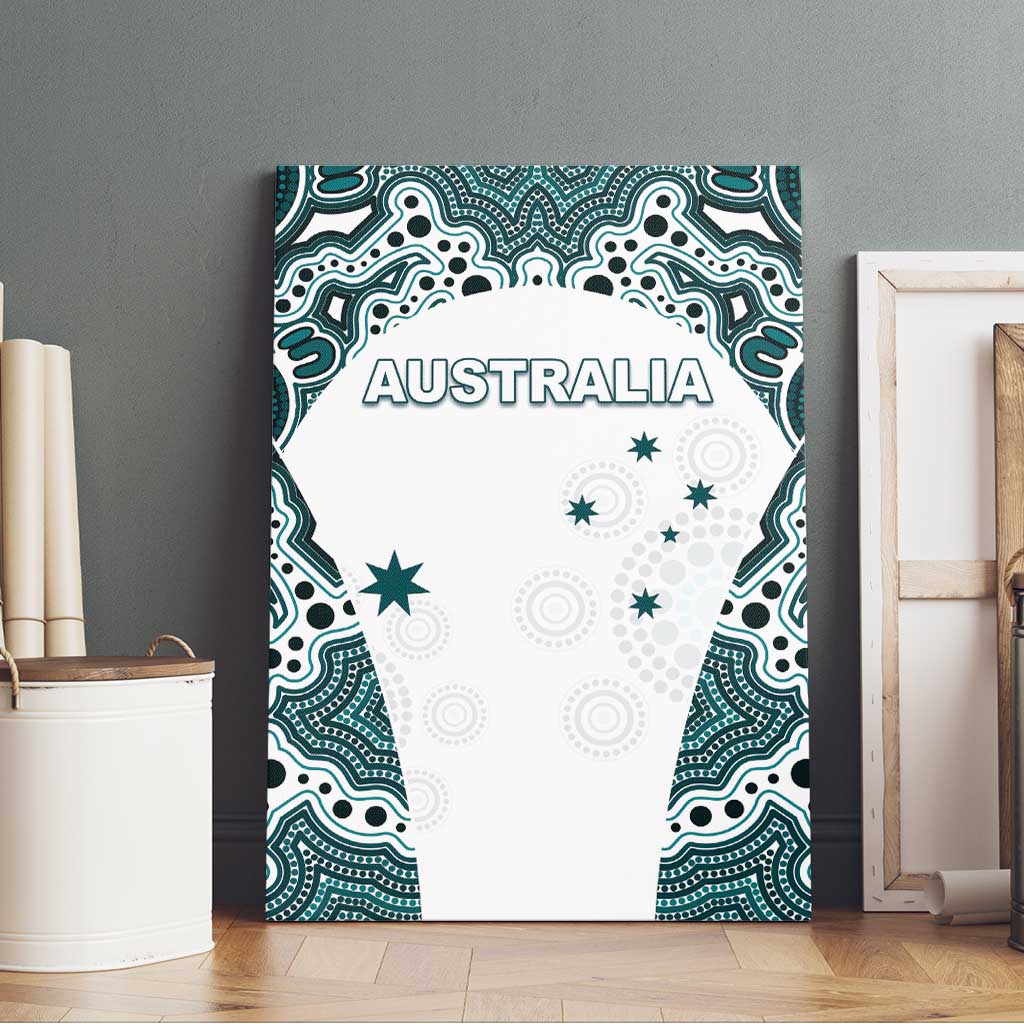 Australia Rugby 2026 Canvas Wall Art Go Wallabies Aboriginal Pattern White Version - Aussie Hoodie