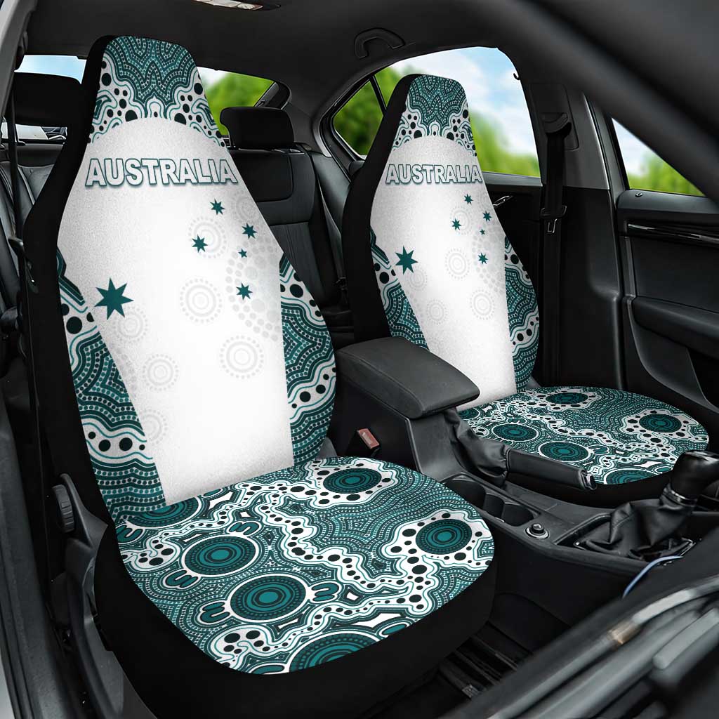 Australia Rugby 2026 Car Seat Cover Go Wallabies Aboriginal Pattern White Version - Aussie Hoodie