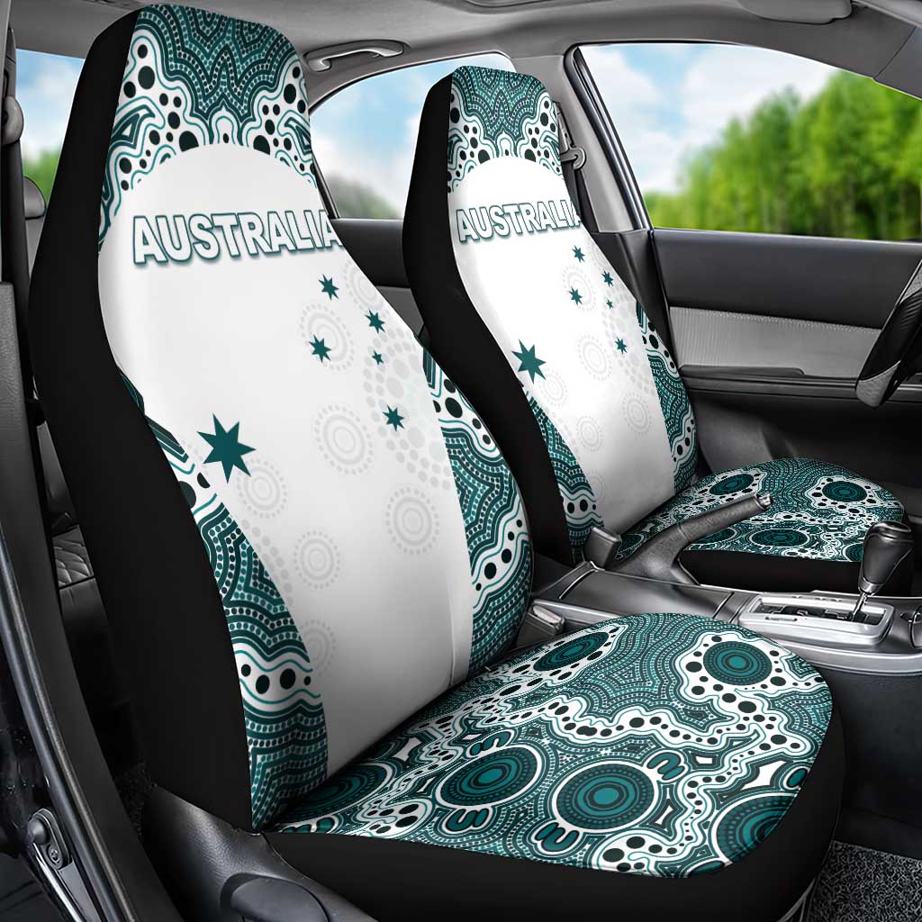 Australia Rugby 2026 Car Seat Cover Go Wallabies Aboriginal Pattern White Version - Aussie Hoodie
