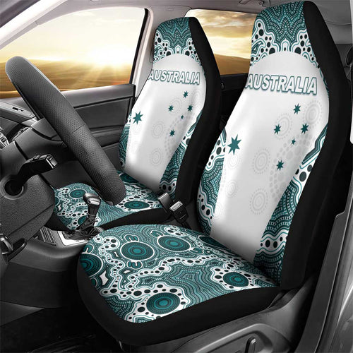 Australia Rugby 2026 Car Seat Cover Go Wallabies Aboriginal Pattern White Version - Aussie Hoodie