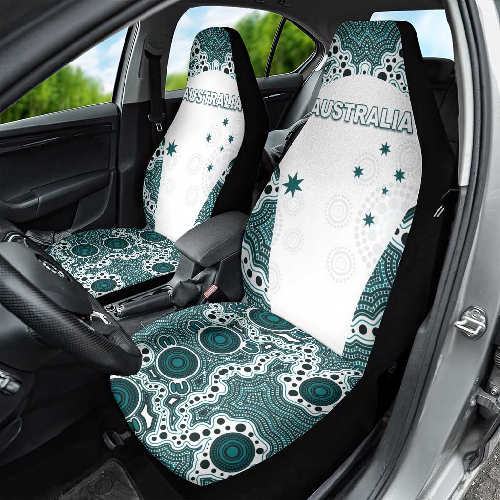 Australia Rugby 2026 Car Seat Cover Go Wallabies Aboriginal Pattern White Version - Aussie Hoodie
