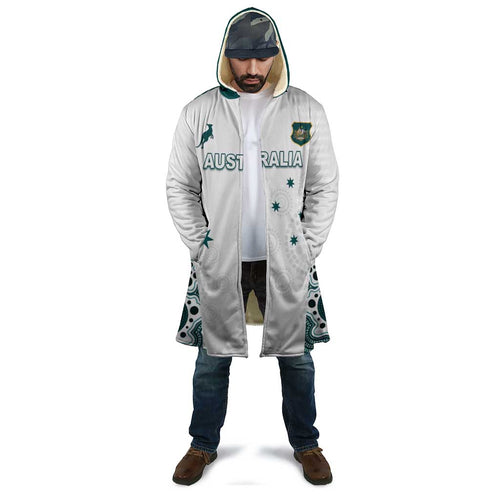Custom Australia Rugby 2026 Cloak Go Wallabies Aboriginal Pattern White Version - Aussie Hoodie