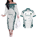 Custom Australia Rugby 2026 Couples Matching Off The Shoulder Long Sleeve Dress and Hawaiian Shirt Go Wallabies Aboriginal Pattern White Version - Aussie Hoodie