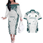 Custom Australia Rugby 2026 Couples Matching Off The Shoulder Long Sleeve Dress and Hawaiian Shirt Go Wallabies Aboriginal Pattern White Version - Aussie Hoodie