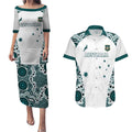Custom Australia Rugby 2026 Couples Matching Puletasi and Hawaiian Shirt Go Wallabies Aboriginal Pattern White Version - Aussie Hoodie