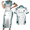 Custom Australia Rugby 2026 Couples Matching Short Sleeve Bodycon Dress and Hawaiian Shirt Go Wallabies Aboriginal Pattern White Version - Aussie Hoodie