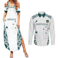 Custom Australia Rugby 2026 Couples Matching Summer Maxi Dress and Long Sleeve Button Shirt Go Wallabies Aboriginal Pattern White Version - Aussie Hoodie