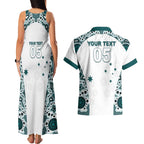 Custom Australia Rugby 2026 Couples Matching Tank Maxi Dress and Hawaiian Shirt Go Wallabies Aboriginal Pattern White Version - Aussie Hoodie