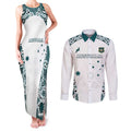 Custom Australia Rugby 2026 Couples Matching Tank Maxi Dress and Long Sleeve Button Shirt Go Wallabies Aboriginal Pattern White Version - Aussie Hoodie