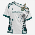 Custom Australia Rugby 2026 Cross Shoulder Shirt Go Wallabies Aboriginal Pattern White Version - Aussie Hoodie