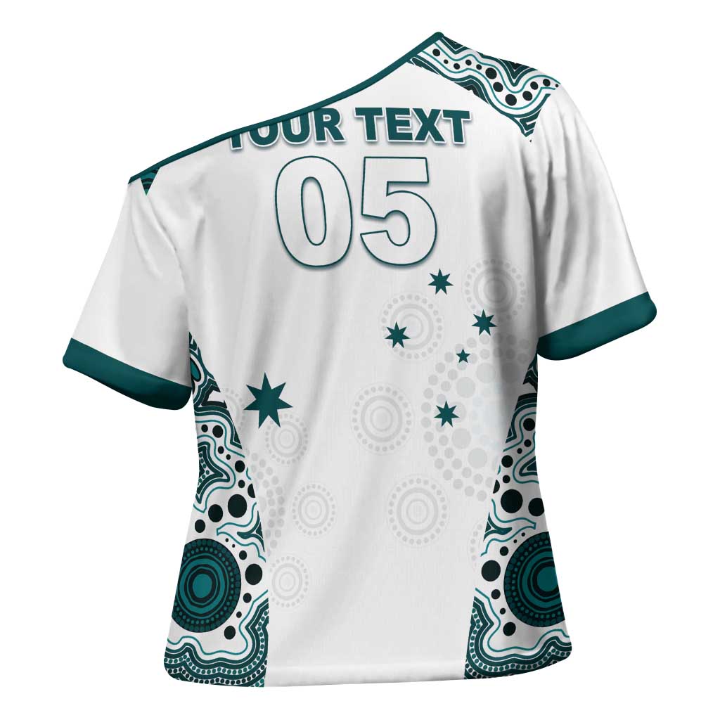Custom Australia Rugby 2026 Cross Shoulder Shirt Go Wallabies Aboriginal Pattern White Version - Aussie Hoodie