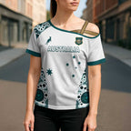 Custom Australia Rugby 2026 Cross Shoulder Shirt Go Wallabies Aboriginal Pattern White Version - Aussie Hoodie
