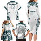 Custom Australia Rugby 2026 Family Matching Long Sleeve Bodycon Dress and Hawaiian Shirt Go Wallabies Aboriginal Pattern White Version - Aussie Hoodie