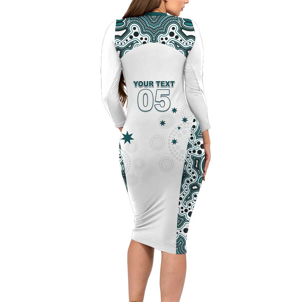 Custom Australia Rugby 2026 Family Matching Long Sleeve Bodycon Dress and Hawaiian Shirt Go Wallabies Aboriginal Pattern White Version - Aussie Hoodie