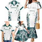 Custom Australia Rugby 2026 Family Matching Mermaid Dress and Hawaiian Shirt Go Wallabies Aboriginal Pattern White Version - Aussie Hoodie