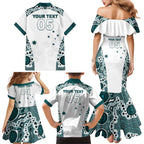 Custom Australia Rugby 2026 Family Matching Mermaid Dress and Hawaiian Shirt Go Wallabies Aboriginal Pattern White Version - Aussie Hoodie