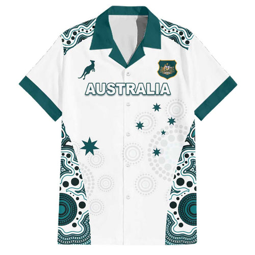 Custom Australia Rugby 2026 Family Matching Mermaid Dress and Hawaiian Shirt Go Wallabies Aboriginal Pattern White Version - Aussie Hoodie