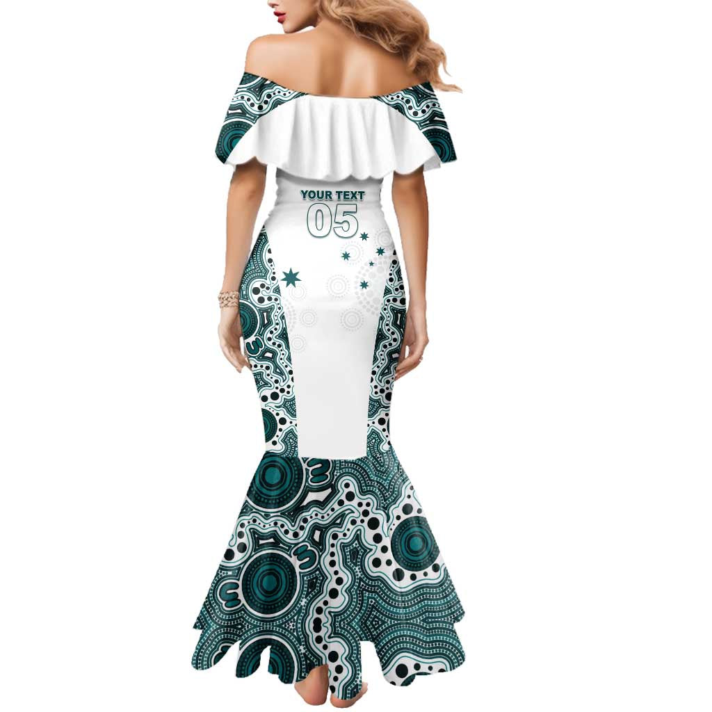 Custom Australia Rugby 2026 Family Matching Mermaid Dress and Hawaiian Shirt Go Wallabies Aboriginal Pattern White Version - Aussie Hoodie