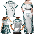 Custom Australia Rugby 2026 Family Matching Off Shoulder Maxi Dress and Hawaiian Shirt Go Wallabies Aboriginal Pattern White Version - Aussie Hoodie