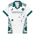 Custom Australia Rugby 2026 Family Matching Off Shoulder Maxi Dress and Hawaiian Shirt Go Wallabies Aboriginal Pattern White Version - Aussie Hoodie
