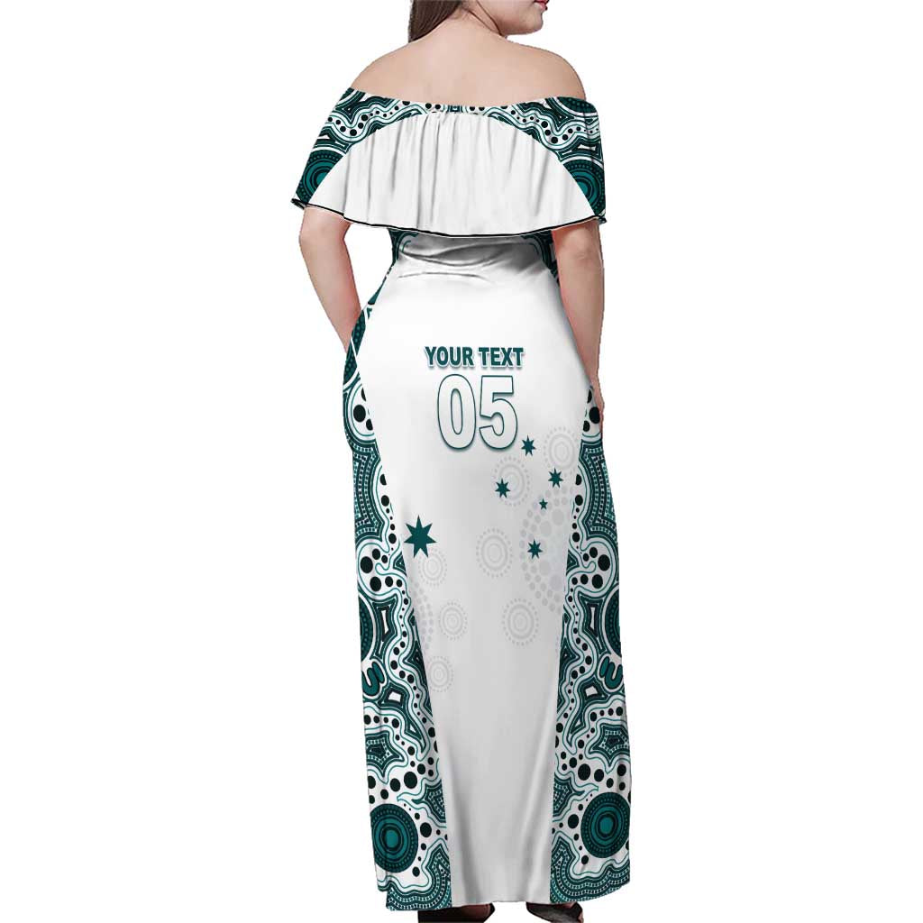 Custom Australia Rugby 2026 Family Matching Off Shoulder Maxi Dress and Hawaiian Shirt Go Wallabies Aboriginal Pattern White Version - Aussie Hoodie