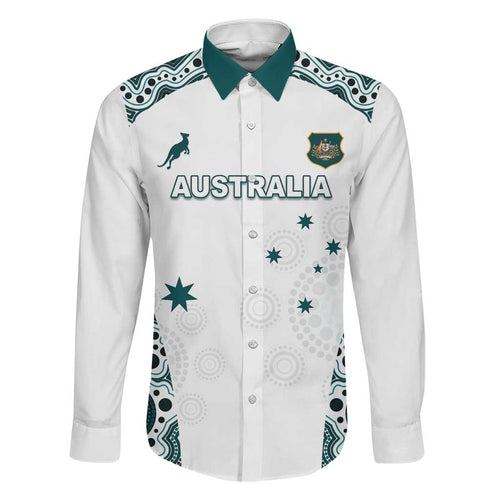 Custom Australia Rugby 2026 Family Matching Off Shoulder Short Dress and Hawaiian Shirt Go Wallabies Aboriginal Pattern White Version - Aussie Hoodie