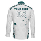 Custom Australia Rugby 2026 Family Matching Off Shoulder Short Dress and Hawaiian Shirt Go Wallabies Aboriginal Pattern White Version - Aussie Hoodie