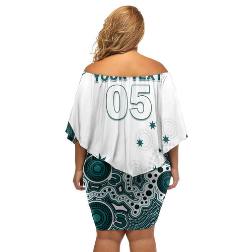 Custom Australia Rugby 2026 Family Matching Off Shoulder Short Dress and Hawaiian Shirt Go Wallabies Aboriginal Pattern White Version - Aussie Hoodie