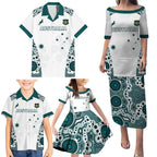 Custom Australia Rugby 2026 Family Matching Puletasi and Hawaiian Shirt Go Wallabies Aboriginal Pattern White Version - Aussie Hoodie
