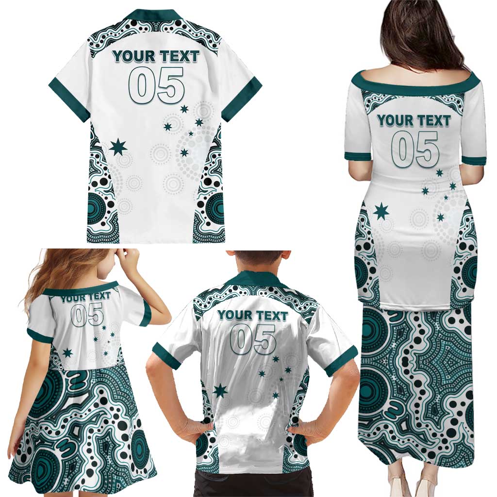 Custom Australia Rugby 2026 Family Matching Puletasi and Hawaiian Shirt Go Wallabies Aboriginal Pattern White Version - Aussie Hoodie