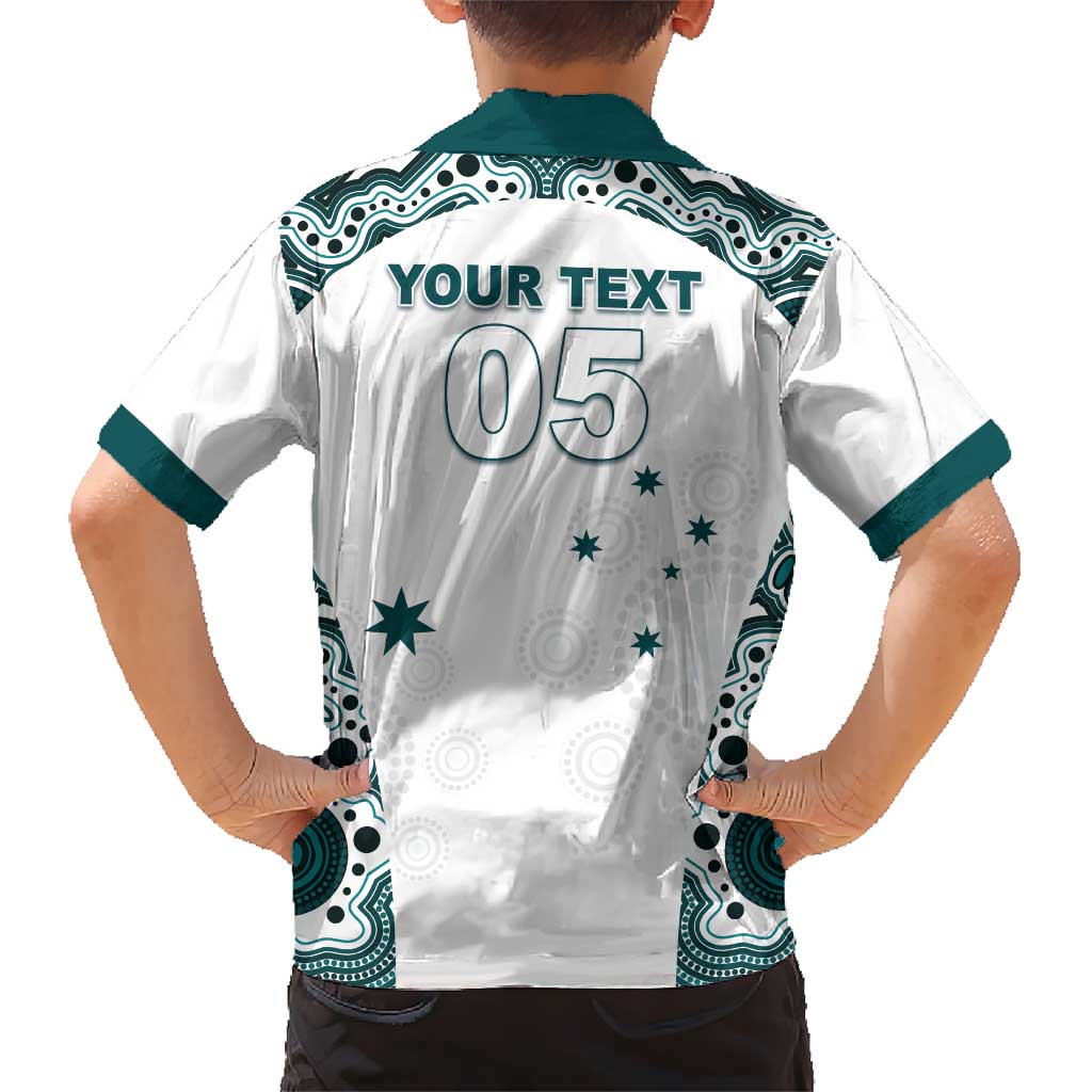 Custom Australia Rugby 2026 Family Matching Short Sleeve Bodycon Dress and Hawaiian Shirt Go Wallabies Aboriginal Pattern White Version - Aussie Hoodie