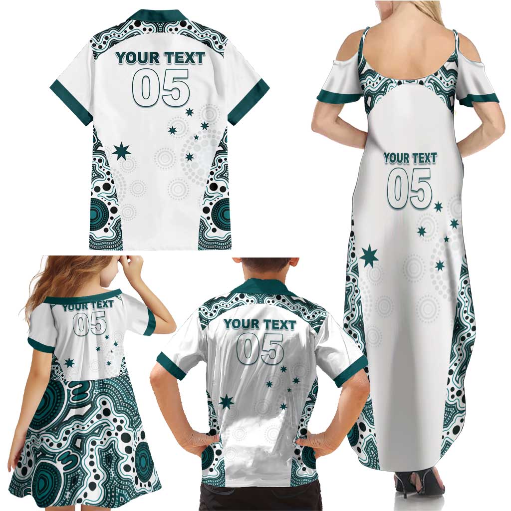Custom Australia Rugby 2026 Family Matching Summer Maxi Dress and Hawaiian Shirt Go Wallabies Aboriginal Pattern White Version - Aussie Hoodie