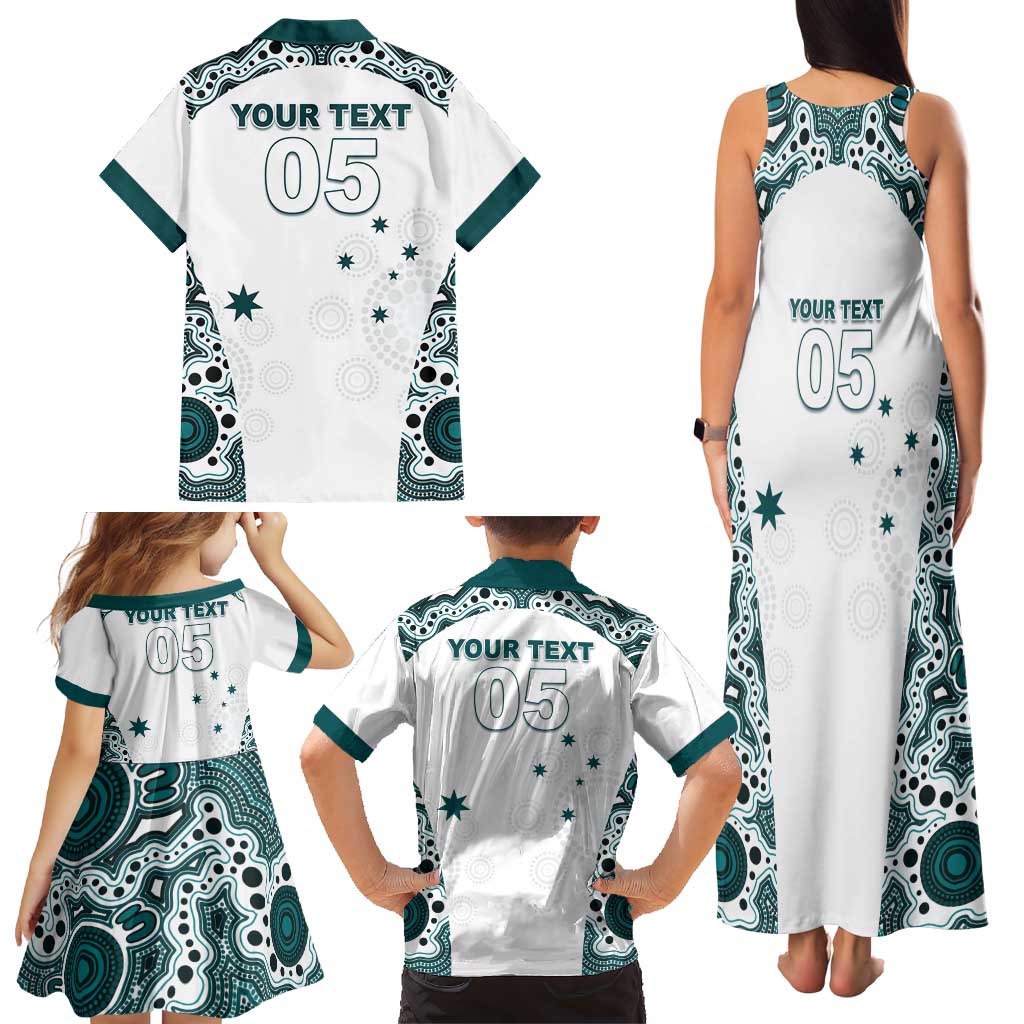 Custom Australia Rugby 2026 Family Matching Tank Maxi Dress and Hawaiian Shirt Go Wallabies Aboriginal Pattern White Version - Aussie Hoodie