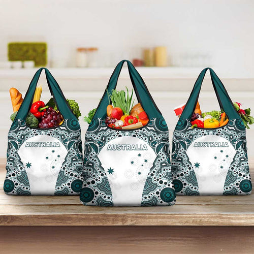 Australia Rugby 2026 Grocery Bag Go Wallabies Aboriginal Pattern White Version - Aussie Hoodie